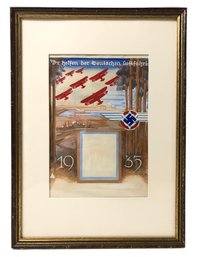 1935 German Military Propaganda Gouache On Paper, 'We Help German Aviation' - #A4