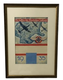 1935 German Military Propaganda Mixed Media On Paper, 'We Help German Aviation' - #C2