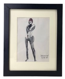 1957 'ADA Bricktop' Gouache, Pen & Ink On Paper, Elmer Bischoff (American, 1916-1991) - #A5