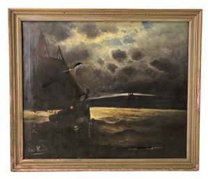 Impressionist Stormy Seascape Oil On Canvas Painting, Signed Jac King - #LBW-W