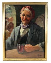 Signed Portrait Oil On Canvas Painting, Sergio Albano (Italy, 1939 - 2008) - #C2