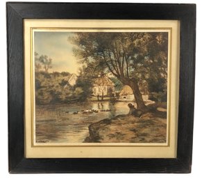 Duck Pond Landscape Lithograph, Copyright 1915 By Taber Prang Art Co. - #C2