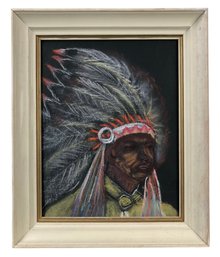 Native American Indian Chief Portrait Pastel Drawing - #A2