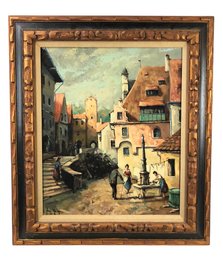 Nagy Attila (Hungary, B. 1928) Signed European Landscape Oil On Canvas Painting  - #RBW-W