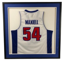 Signed Jason Maxiell NBA Detroit Pistons Basketball Jersey, Framed - #SW-1