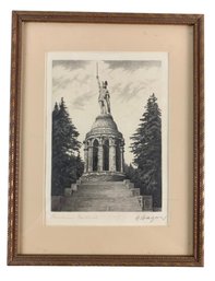 Herrmannsdenkmal Monument, Germany Signed Original Etching - #C3