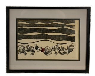 'Seashells' Limited Edition Artist's Proof Woodcut Print, Signed L. DeLuca - #C1