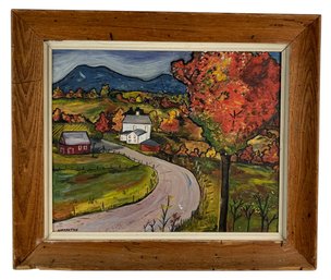1952 George Netherton Signed Autumn Landscape Oil On Board Painting - #B-3
