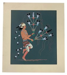 Harrison Begay (Navajo, 1917-2012) Silkscreen Print, Navajo Feather Dancer - #S28-2