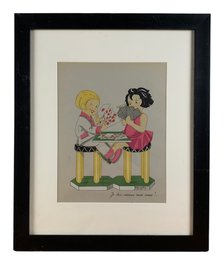 1920s  French Lithograph, 'Give Him My Heart' Signed T. Mayboy - #BR-5