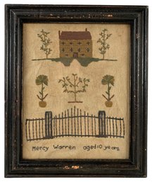Antique Sampler By Mercy Warren Aged 10 Years Old - #C3