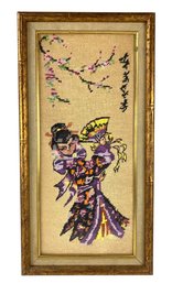 Japanese Geisha Framed Needlepoint - #S17-1