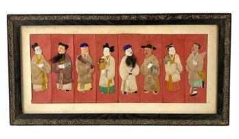 Antique Chinese Immortals Hand Painted Silk Embroidered Framed Panel - #A3