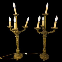 Neoclassical Style 4-Light Electrified Candelabra Table Lamps, Set Of 2 (WORKS) - #S12-6