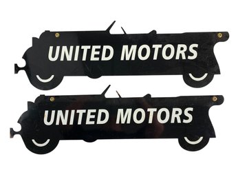 Vintage United Motors Metal Automobile Signs (Set Of 2)  - #S16-1