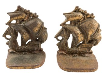 Vintage Clipper Ship Cast Iron Bookends - #FS-5