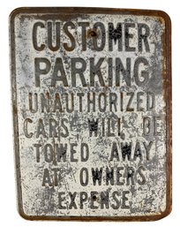 Vintage Customer Parking Embossed Metal Sign - #S19-F