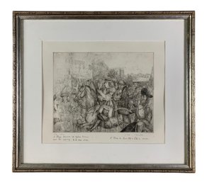 'The Entry Of Louis XIV Into Lille In 1667' Limited Edition Etching Signed N. Hennebelle - #BR-5