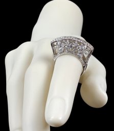 Sterling Silver Cubic Zirconia Engagement Ring, Size 8.25 - #JC-B