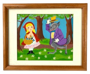 Little Red Riding Hood Fairy Tale Illustration Oil Painting - #R2