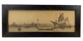 Antique Framed Venice Canal Etching By E.C. Jost - #A5