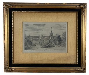 Marcel Jacque (France, 1906-1981) Signed Etching, House Of Theodore/Church Of Barbizon - #BR