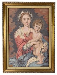 Vintage Madonna & Child Gilt Framed Arazzo Tapestry (Made In Italy) - #BR