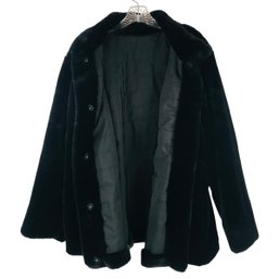 Black Faux Fur / Quilted Reversible Coat, Women's Size Large - #CR