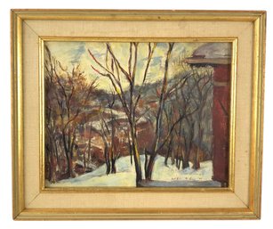1947 Impressionist Winter Landscape 'Kent Hills,' Signed E. Ames - #A1
