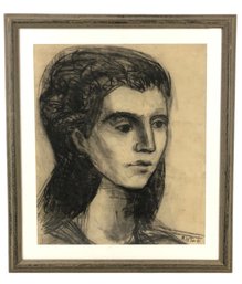 1948 Charcoal Female Portrait Drawing, Signed Martin - #2