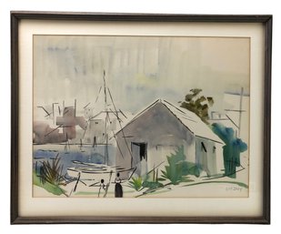 Bermuda Coastal Landscape Watercolor Painting, Signed Alfred Birdsey - #S12-F