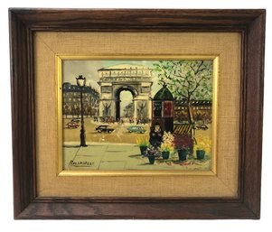 Signed Balardelle Champs Elysees, Paris Landscape Oil On Board Painting - #C3