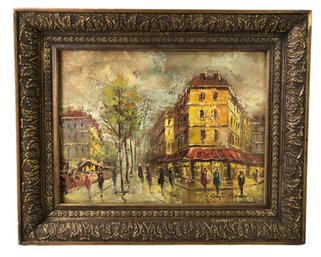Parisian Urban Street Scene Oil On Canvas Painting, Signed Gustav Kohar - #LBW-W
