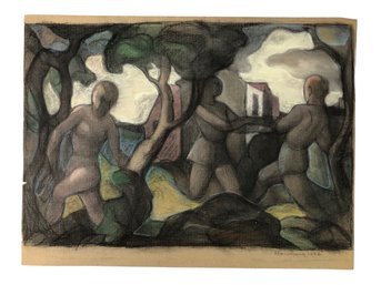 1985 Figurative Pastel On Paper, Anne Neumark (American, 1906-) - #S11-5