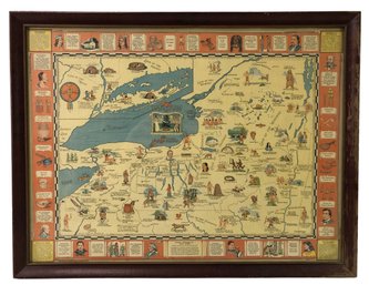 Indian Episodes Of New York: Drama Story Map Of The Empire State Framed Print - #A2