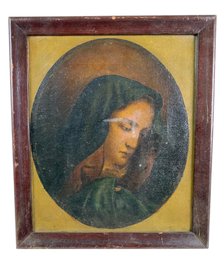Italian School Old Master Style Virgin Mary Oil On Canvas Painting - #C3