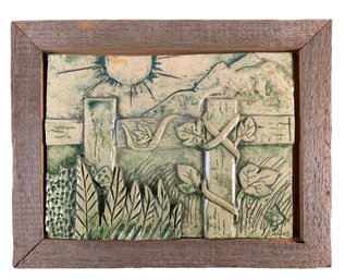 Graveyard Landscape Framed Ceramic Tile, Signed Chang - #C3