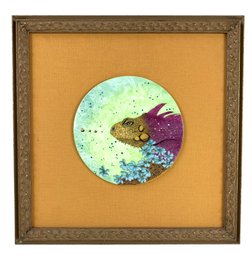 Paola Bari (Italian-American, 20th Century) Signed Hand Painted Pink Iguana Tile - #S19-F