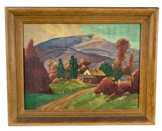 Impressionist Mountain Landscape Oil On Canvas Painting, Signed R. Pratt - #S24-1