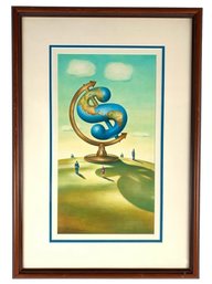 Surrealist Global Economy Oil Painting, Signed - #C1