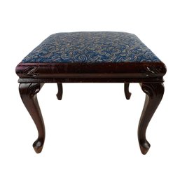 Queen Anne Style Upholstered Mahogany Footstool - #S10-1
