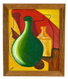 Mid-Century Modern Still Life With Bottles, Signed - #S13-F