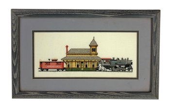 Train Station Depot Framed Cross Stitch - #R2