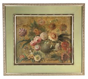 Antique 18th/19th Century Floral Still Life Oil On Canvas Painting - #LBW-W