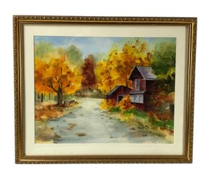 Autumn Landscape Watercolor Painting, Signed - #RBW-W