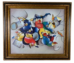 Abstract Musician Serigraph On Canvas (After) David Schluss - #BR