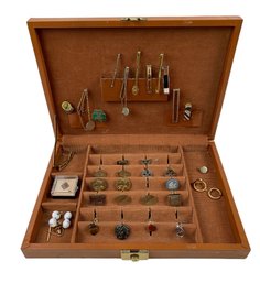 Collection Of Men's Cufflinks, Tie Pins & Pins With Case - #S14-2