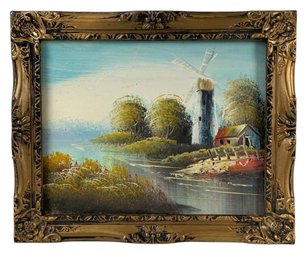 Dutch Countryside Landscape Oil On Board Painting - #C3