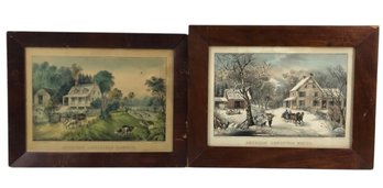 Currier & Ives 'American Homestead Summer / Winter' Framed Prints - #R1