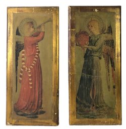 Fra Angelico Angel Playing A Trumpet & Angel With Tambourine Plaques - #S6-2